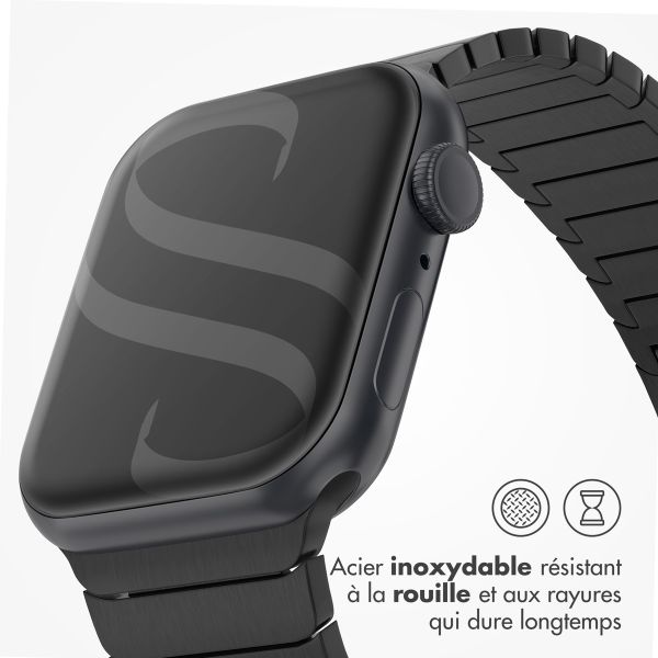 Selencia Bracelet à maillons en acier inoxydable Apple Watch Series 1 á 10 / SE / Ultra (2) (44/45/46/49 mm) - Noir