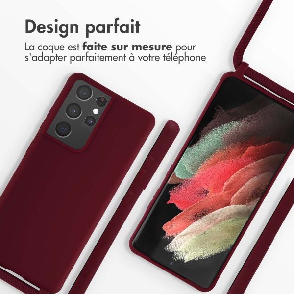 imoshion Coque en silicone avec cordon Samsung Galaxy S21 Ultra - Rouge foncé