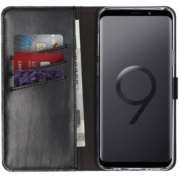 Selencia Étui portefeuille en cuir véritable Samsung Galaxy S9 Plus - Noir