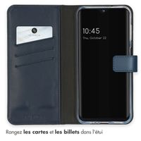 Selencia Étui de téléphone portefeuille en cuir véritable Samsung Galaxy A14 (5G/4G) - Bleu