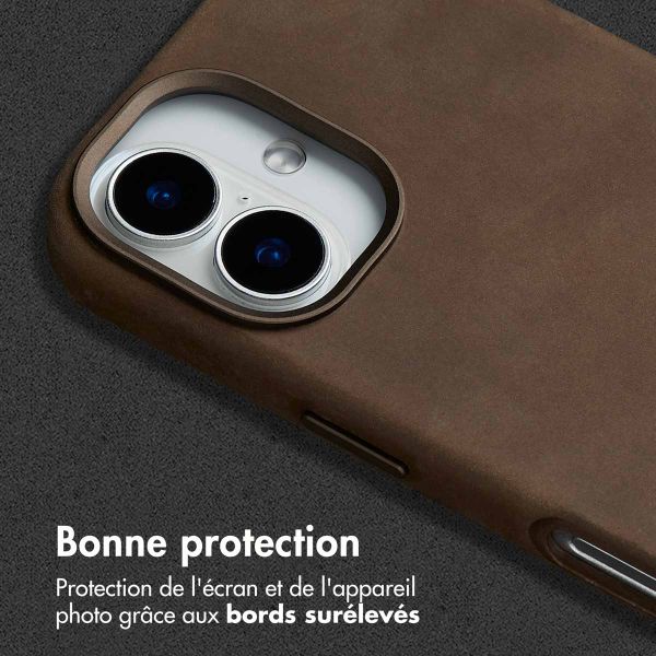 Accezz Coque MagSafe en cuir vintage Apple iPhone 16 - Rustic Brown