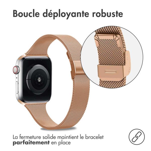 imoshion Bracelet pliant Milanese Apple Watch Series 1 t/m 9 / SE (38/40/41 mm) | Series 10 / 11 (42 mm) - Rose Doré