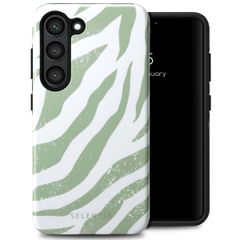 Selencia Coque arrière Vivid Tough Samsung Galaxy S23 - Colorful Zebra Sage Green