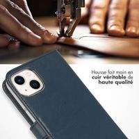 Selencia Étui portefeuille en cuir véritable Apple iPhone 13 - Blauw