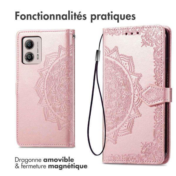 imoshion Etui de téléphone portefeuille Mandala Motorola Moto G53 - Rose Dorée