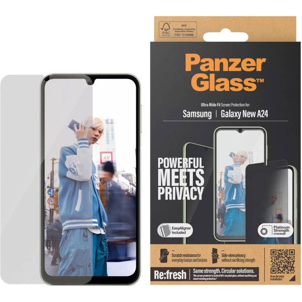 PanzerGlass ﻿Protection d'écran Privacy Ultra-Wide Fit Anti-bactérienne avec applicateur Samsung Galaxy A25 (5G)