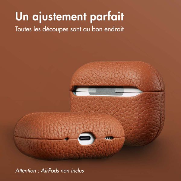 Accezz Coque en Cuir véritable Apple AirPods Pro 2 - Cognac