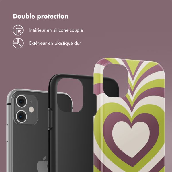 Selencia Coque arrière Vivid Apple iPhone 11 - Double Hearts Plum Fern