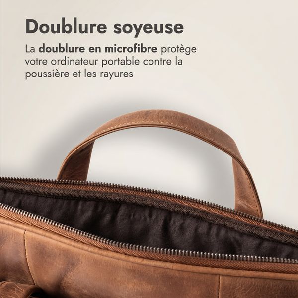 Accezz Leather Sac ordinateur 16 pouces - Cognac
