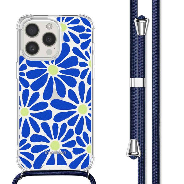 imoshion Coque Design avec cordon Apple iPhone 15 Pro Max - Cobalt Blue Flowers Connect