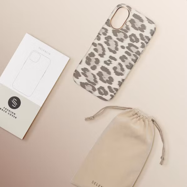 Selencia Coque Sabi imprimé panthère avec MagSafe Apple iPhone 16 - Soft Ivory
