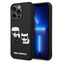 Karl Lagerfeld Coque rigide en caoutchouc 3D Karl & Choupette iPhone 14 Pro - Noir