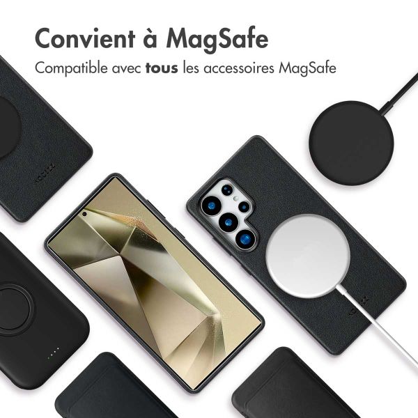 Accezz Coque arrière en cuir avec Magsafe Samsung Galaxy S25 Ultra - Onyx Black