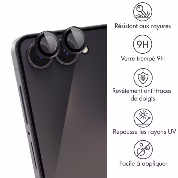 imoshion Protection Caméra en verre trempé 2 Pack Samsung Galaxy Z Flip 7 - Noir