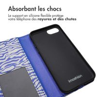 imoshion ﻿Étui de téléphone portefeuille Design iPhone SE (2022 / 2020) / 8 / 7 / 6(s) - White Blue Stripes