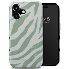 Selencia Coque arrière Vivid Tough avec MagSafe iPhone 16 - Colorful Zebra Sage Green