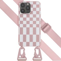 Selencia Coque design en silicone avec cordon amovible Apple iPhone 14 Pro Max - Irregular Check Sand Pink