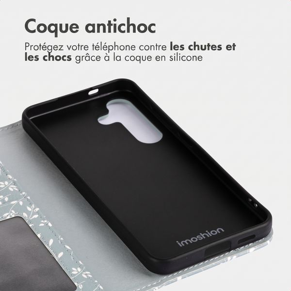 imoshion Étui de télephone portefeuille Design Samsung Galaxy S24 - Smoke Green Flowers