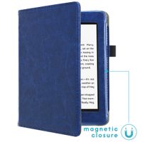 imoshion Étui de liseuse portefeuille en cuir végan Amazon Kindle Paperwhite 4 - Bleu foncé