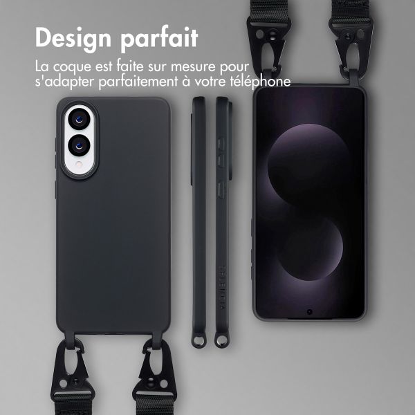 Selencia Coque silicone avec cordon amovible Samsung Galaxy S25 Edge - Noir