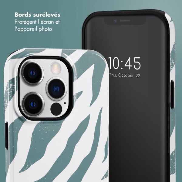 Selencia Coque arrière Vivid Apple iPhone 14 Pro - Colorful Zebra Pine Blue