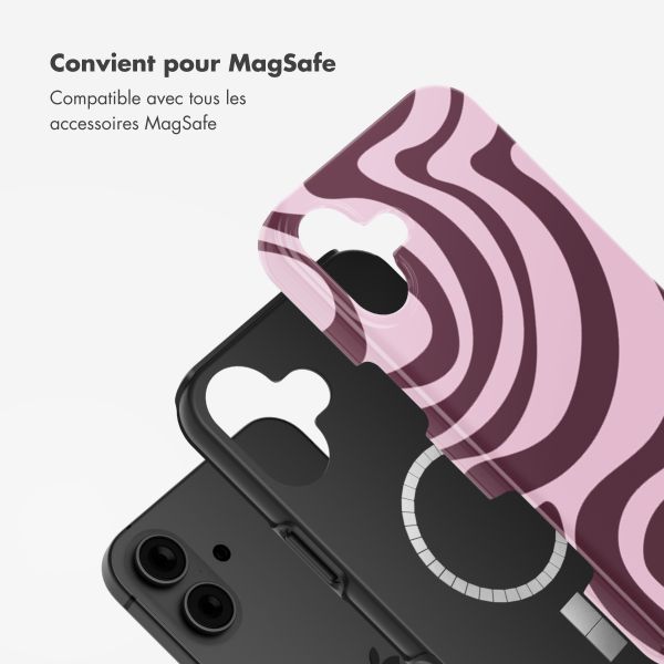 Selencia Coque arrière Vivid Tough avec MagSafe iPhone 16 - Wavy Swirl Pink Plum