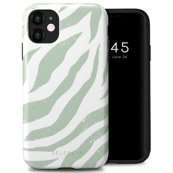 Selencia Coque arrière Vivid Apple iPhone 11 - Colorful Zebra Sage Green