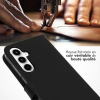 Selencia Étui portefeuille en cuir véritable Samsung Galaxy A55 - Noir