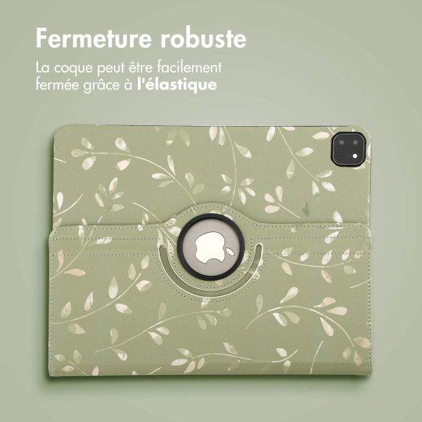 imoshion Coque tablette Design rotatif à 360° Apple iPad Air 13 pouces (2025) M3 / (2024) M2 - Green Flowers