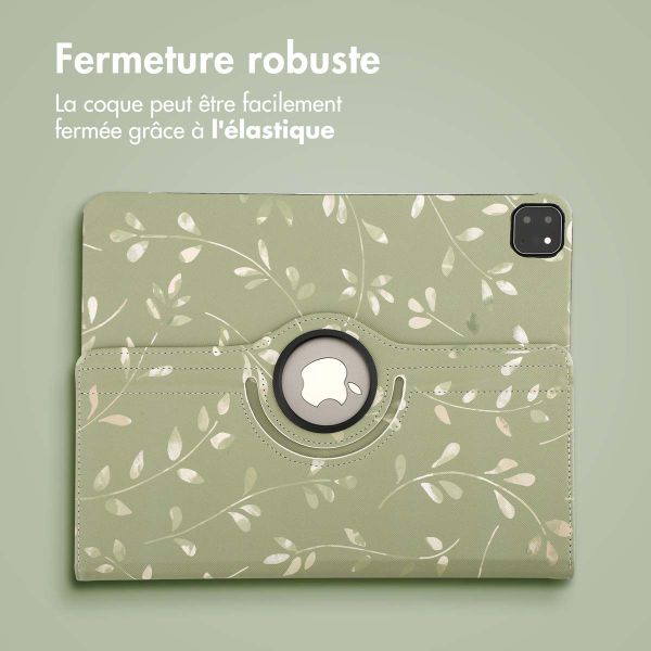 imoshion Coque tablette Design rotatif à 360° iPad Air 13 inch (2024) M2 - Green Flowers