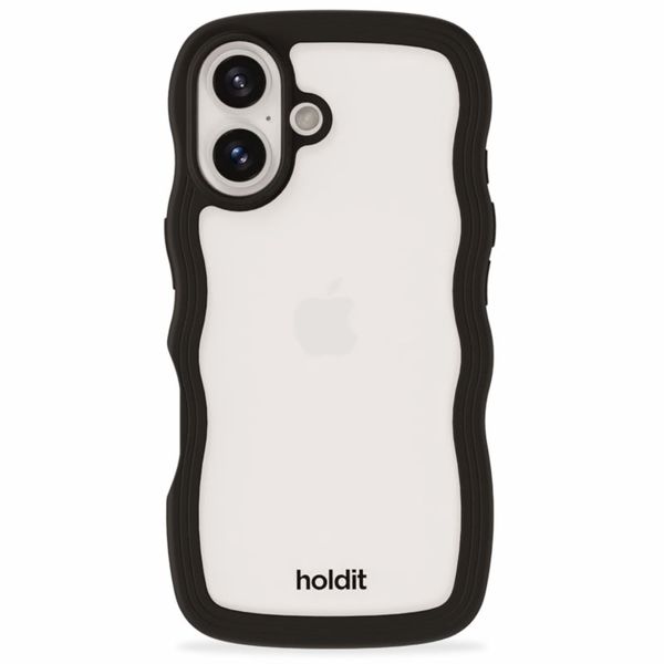 Holdit Coque Wavy iPhone 16 - Black / Transparent