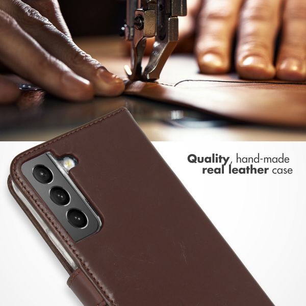 Selencia Étui portefeuille en cuir véritable Samsung Galaxy S22 - Marron