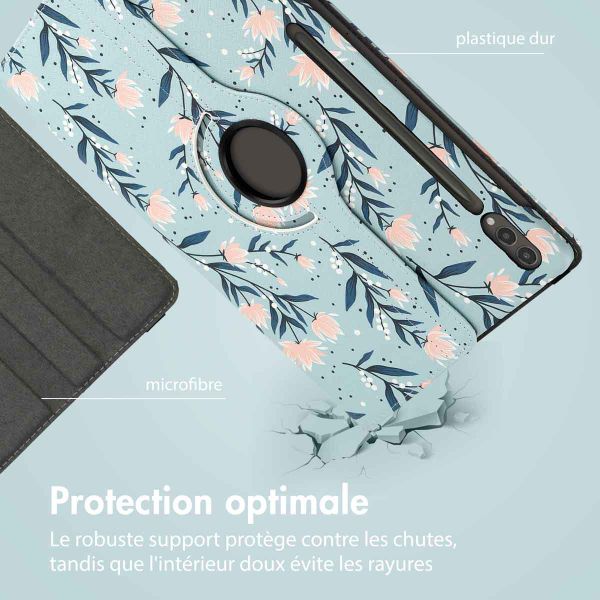 imoshion Coque tablette Design rotatif à 360° Samsung Galaxy Tab S10 Ultra / Tab S9 Ultra - Flowers