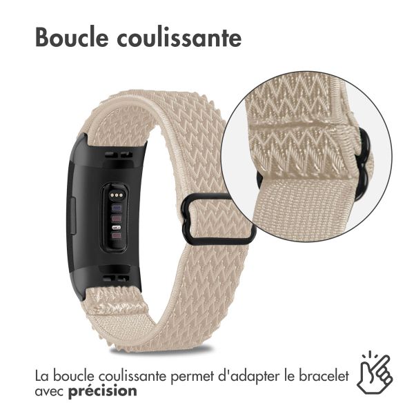 imoshion Bracelet en nylon élastique Fitbit Charge 3 / 4 - Beige