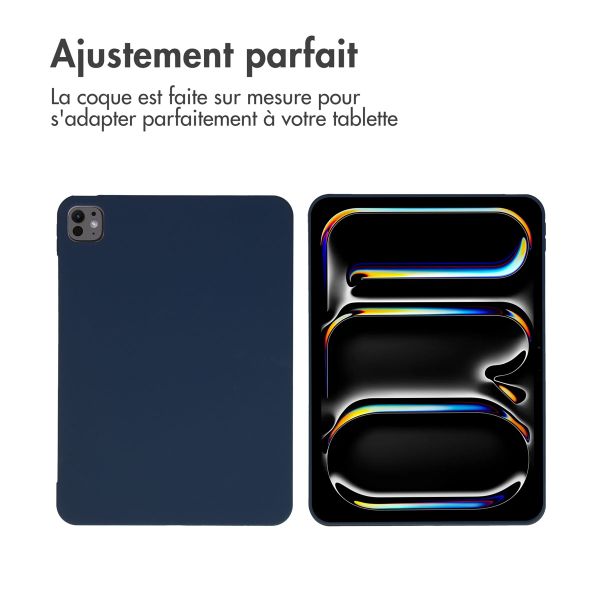 Accezz Coque Liquid Silicone avec porte-stylet iPad Pro 11 (2024) M4 - Bleu foncé