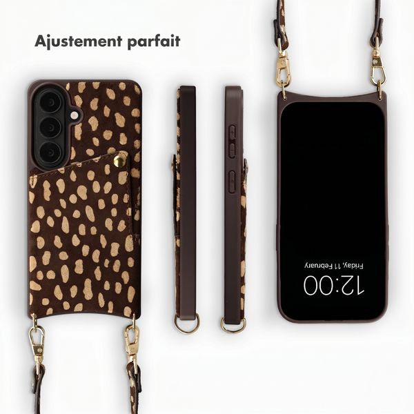 Selencia Nova coque arrière en cuir véritable avec porte-cartes Samsung Galaxy S25 - Fawn Chic