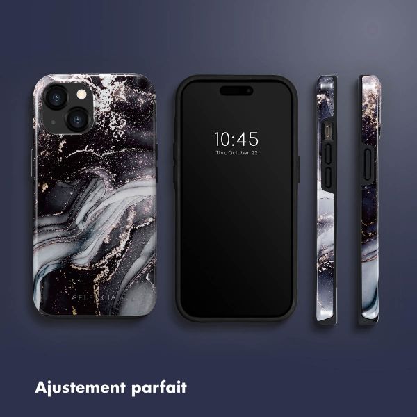 Selencia Coque arrière Vivid Apple iPhone 15 - Chic Marble Black