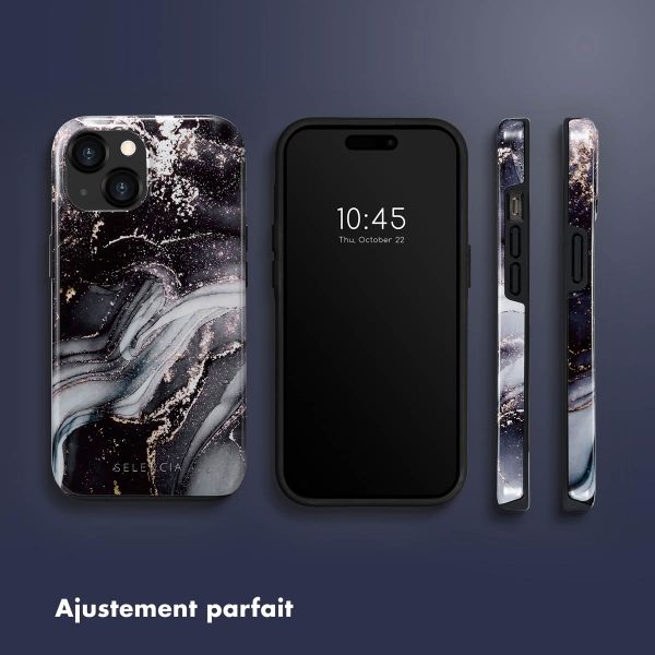 Selencia Coque arrière Vivid Tough iPhone 15  - Chic Marble Black