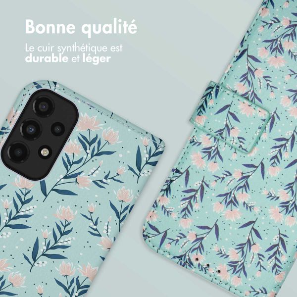 imoshion Étui de téléphone portefeuille Design Samsung Galaxy A33 - Blue Flowers