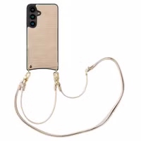 Selencia Coque de télephone Nova Croco avec cordon et porte-cartes Samsung Galaxy S24 - Beige