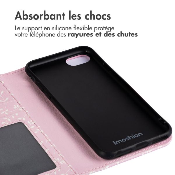 imoshion Étui de téléphone portefeuille Design iPhone SE (2022 / 2020) / 8 / 7 / 6(s) - Pink Bazaar Flowers