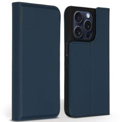 Accezz Étui de télephone Slim Folio en cuir de qualité supérieure Apple iPhone 15 Pro - Bleu foncé
