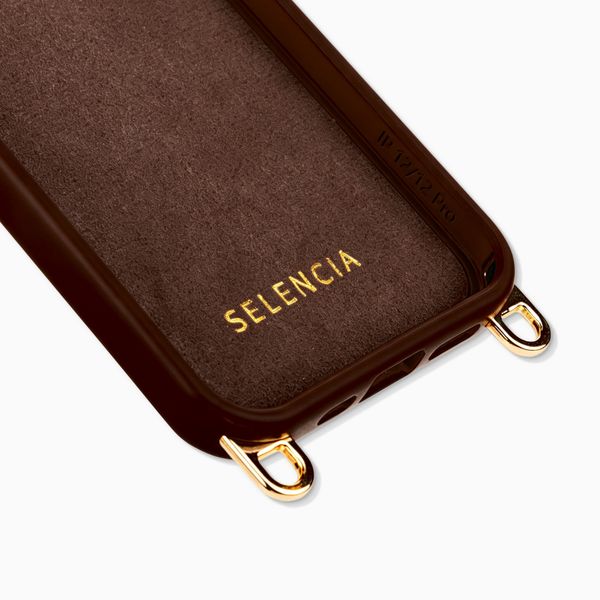 Selencia Coque arrière Rivièra avec MagSafe avec crochets amovibles iPhone 12 / 12 Pro - Choco Brown