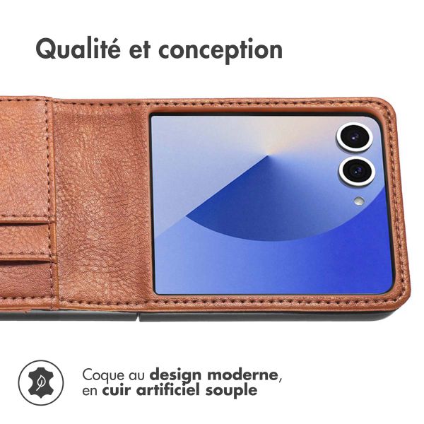 imoshion Étui de télephone portefeuille Luxe Samsung Galaxy Z Flip 7 - Marron