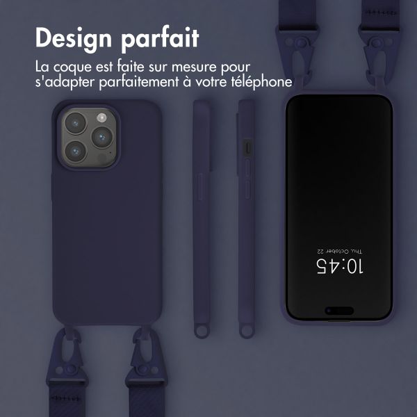 Selencia Coque silicone avec cordon amovible Apple iPhone 15 Pro - Bleu foncé