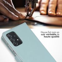Selencia Étui portefeuille en cuir véritable Samsung Galaxy A52(s) (5G/4G) - Air Blue