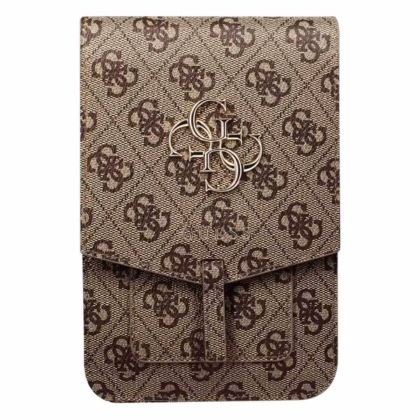 Guess Sacoche de téléphone bandoulière - Pochette d'épaule pour smartphone avec lanière logo 4G - Brun