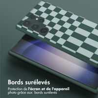 Selencia Coque design en silicone avec cordon amovible Samsung Galaxy S23 Ultra - Irregular Check Green