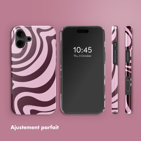 Selencia Coque arrière Vivid avec MagSafe Apple iPhone 16 - Wavy Swirl Pink Plum