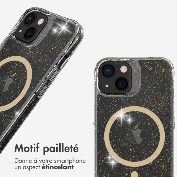 imoshion Coque arrière transparente Pailletée avec MagSafe Apple iPhone 13 - Doré